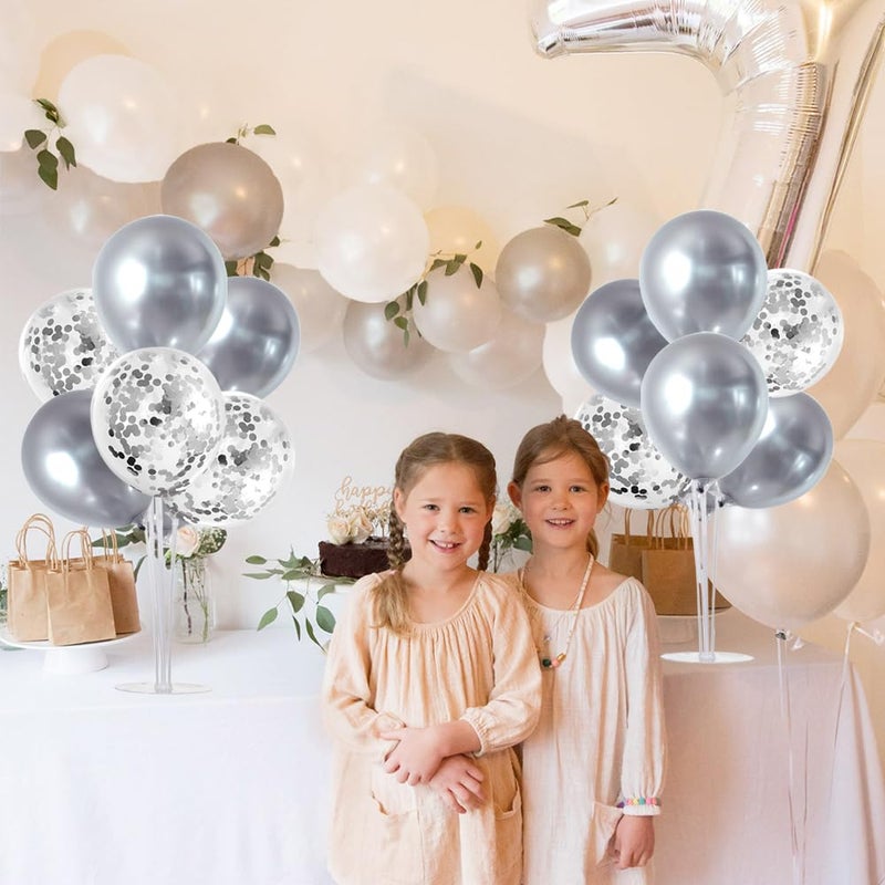 TONIFUL 4 Silver Balloon Stand Centerpiece Table Decorations for 25th Wedding Anniversary Bridal Shower 2026 Graduation Party Decoration, New Year 2026 Christmas Birthday Decorations - Image 4